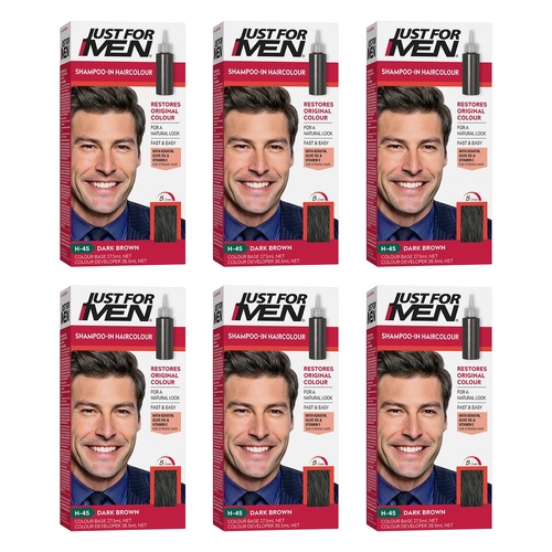 Just For Men Shampoo-In Haircolour Dark Brown 66mL Pack of 6
