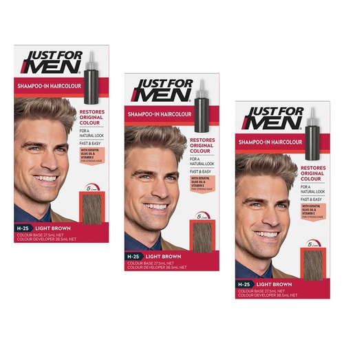 Just For Men Shampoo-In Haircolour Light Brown 66mL Pack of 3