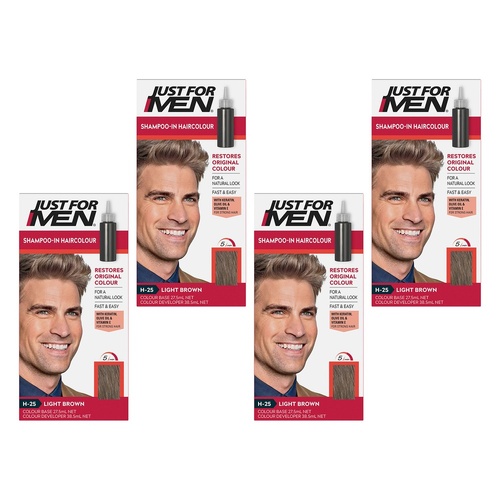 Just For Men Shampoo-In Haircolour Light Brown 66mL Pack of 4