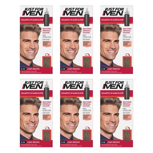 Just For Men Shampoo-In Haircolour Light Brown 66mL Pack of 6