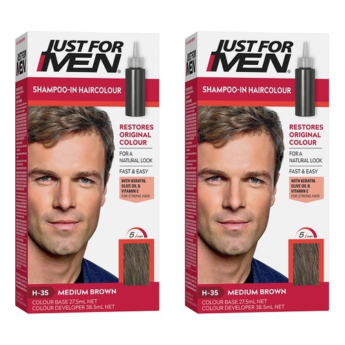 Just For Men Shampoo-In Haircolour Medium Brown 66mL Pack of 2
