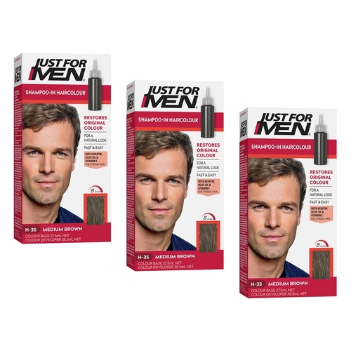 Just For Men Shampoo-In Haircolour Medium Brown 66mL Pack of 3