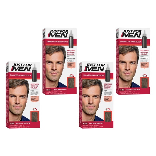 Just For Men Shampoo-In Haircolour Medium Brown 66mL Pack of 4