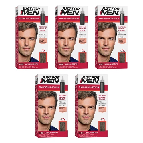 Just For Men Shampoo-In Haircolour Medium Brown 66mL Pack of 5