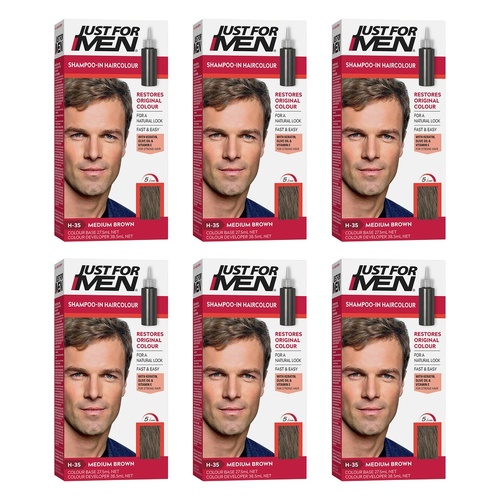 Just For Men Shampoo-In Haircolour Medium Brown 66mL Pack of 6