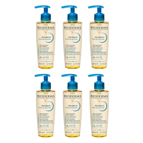 Bioderma Atoderm Ultra-Nourishing Shower Oil Cleanser 200mL Pack of 6