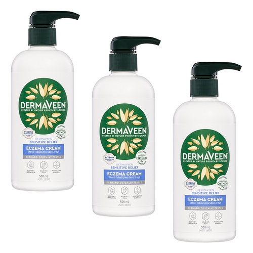 DermaVeen Sensitive Relief Eczema Cream 500mL x 3 Bundle of 3