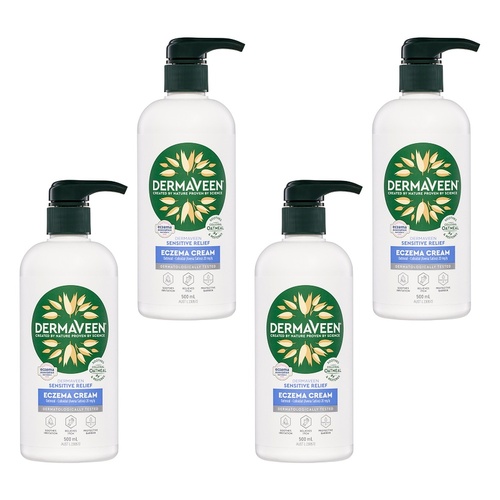 DermaVeen Sensitive Relief Eczema Cream 500mL x 3 Bundle of 4