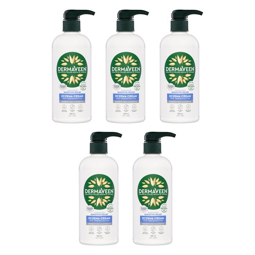 DermaVeen Sensitive Relief Eczema Cream 500mL x 3 Bundle of 5