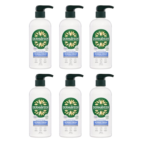 DermaVeen Sensitive Relief Eczema Cream 500mL x 3 Bundle of 6