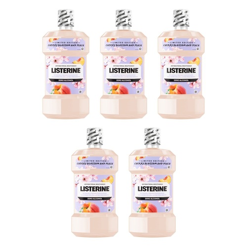 Listerine Antibacterial Mouthwash Cherry Blossom and Peach 500mL Pack of 5