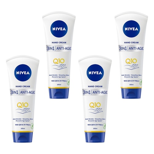 NIVEA 3-in-1 Anti-Age Care Hand Cream 100mL Pack of 4