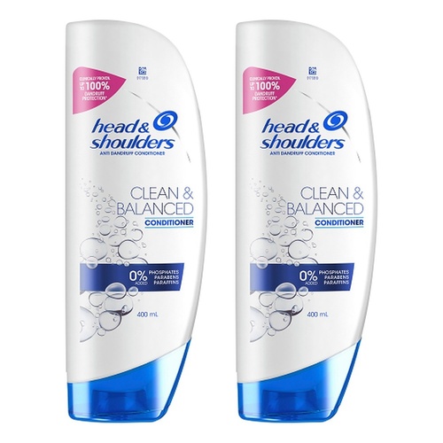 Head & Shoulders Clean & Balanced Anti Dandruff Conditioner 400mL Pack of 2