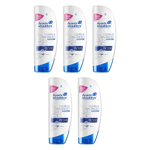 Head & Shoulders Clean & Balanced Anti Dandruff Conditioner 400mL Pack of 5