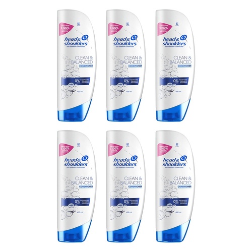 Head & Shoulders Clean & Balanced Anti Dandruff Conditioner 400mL Pack of 6