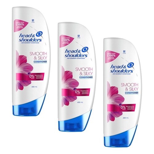 Head & Shoulders Smooth & Silky Conditioner Anti Dandruff 400mL Pack of 3