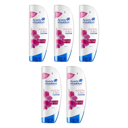 Head & Shoulders Smooth & Silky Conditioner Anti Dandruff 400mL Pack of 5