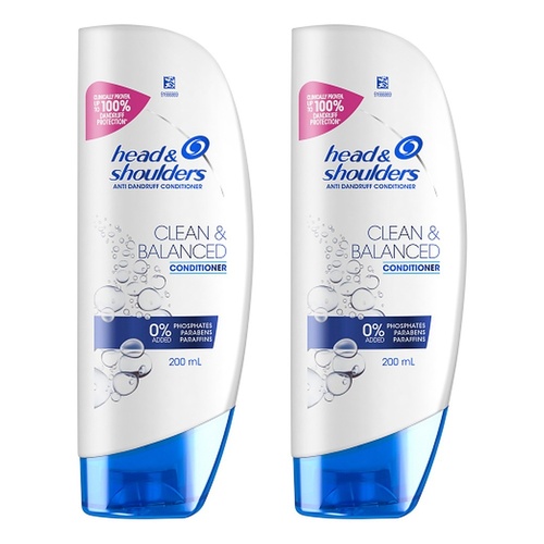 Head & Shoulders Clean & Balanced Anti Dandruff Conditioner 200mL Pack of 2