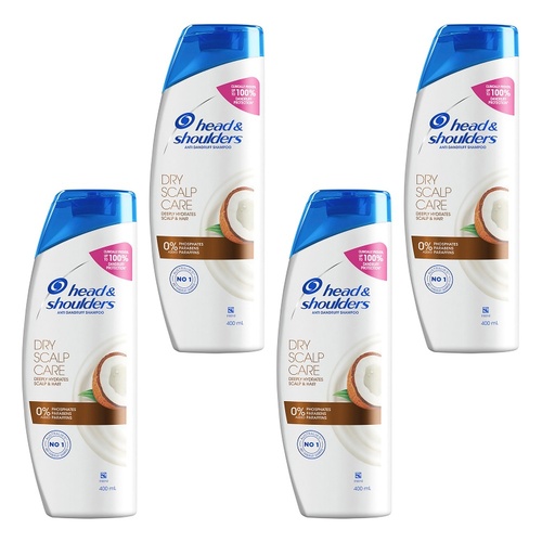 Head & Shoulders Dry Scalp Care Shampoo with Coconut Oil 400mL Pack of 4