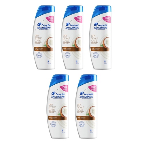 Head & Shoulders Dry Scalp Care Shampoo with Coconut Oil 400mL Pack of 5
