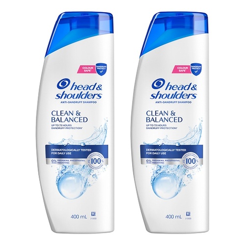 Head & Shoulders Clean & Balanced Anti-Dandruff Shampoo 400mL Pack of 2
