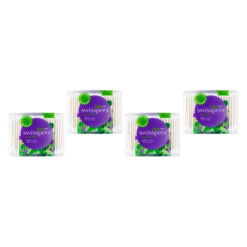 Swisspers Cotton Tips Paper Stems 240 Pack Bundle of 4