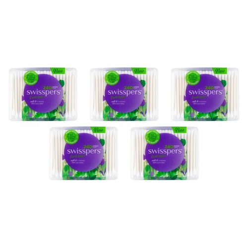 Swisspers Cotton Tips Paper Stems 240 Pack Bundle of 5