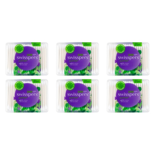 Swisspers Cotton Tips Paper Stems 240 Pack Bundle of 6