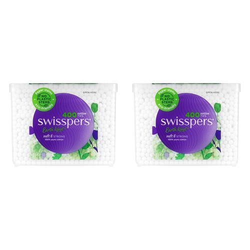 Swisspers Cotton Tips Paper Stems 400 Pack x 4 Bundle of 2