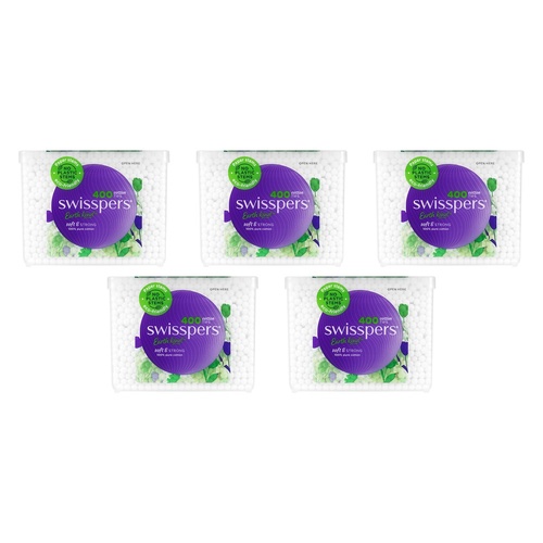 Swisspers Cotton Tips Paper Stems 400 Pack x 4 Bundle of 5