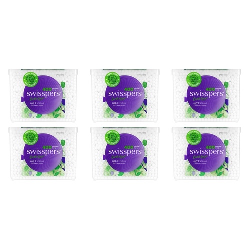 Swisspers Cotton Tips Paper Stems 400 Pack x 4 Bundle of 6