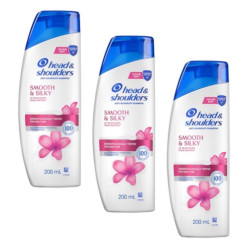 Head & Shoulders Smooth & Silky Anti-Dandruff Shampoo 200mL Pack of 3