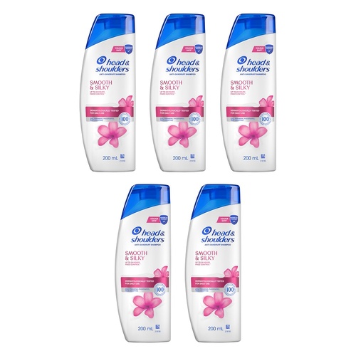 Head & Shoulders Smooth & Silky Anti-Dandruff Shampoo 200mL Pack of 5