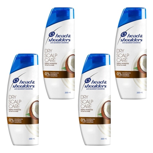 Head & Shoulders Dry Scalp Care Shampoo with Coconut Oil 200mL Pack of 4
