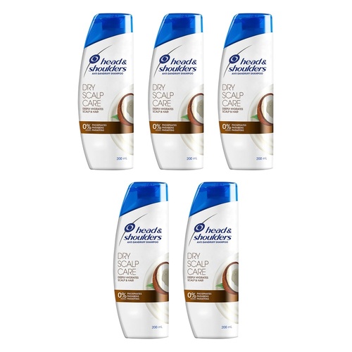 Head & Shoulders Dry Scalp Care Shampoo with Coconut Oil 200mL Pack of 5