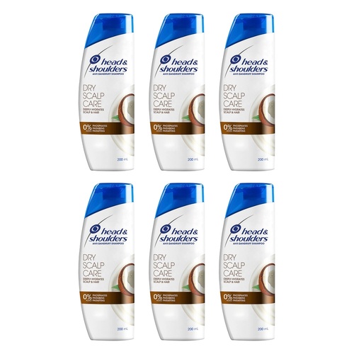 Head & Shoulders Dry Scalp Care Shampoo with Coconut Oil 200mL Pack of 6