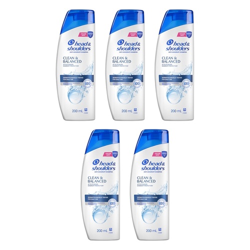 Head & Shoulders Clean & Balanced Anti-Dandruff Shampoo 200mL Pack of 5