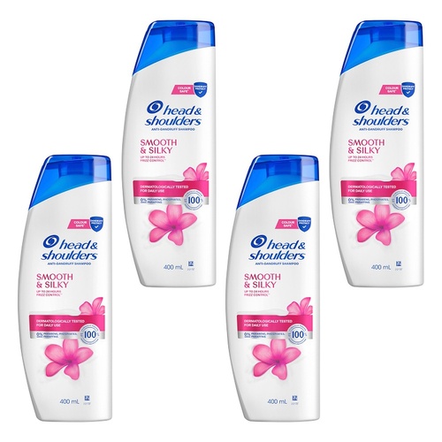 Head & Shoulders Smooth & Silky Anti-Dandruff Shampoo 400mL Pack of 4