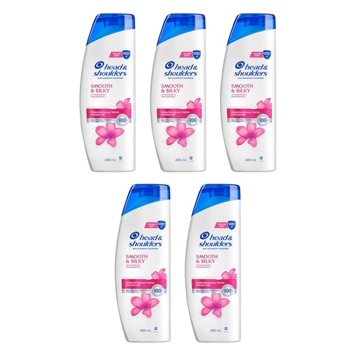 Head & Shoulders Smooth & Silky Anti-Dandruff Shampoo 400mL Pack of 5