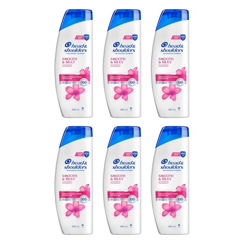 Head & Shoulders Smooth & Silky Anti-Dandruff Shampoo 400mL Pack of 6