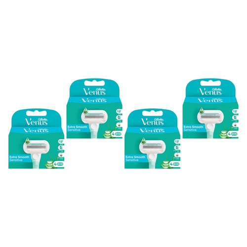 Gillette Venus Deluxe Smooth Sensitive Refill Blades 4 Pack Bundle of 4