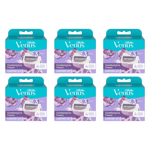 Gillette Venus Comfortglide Freesia Blade Refills 4 Pack Bundle of 6