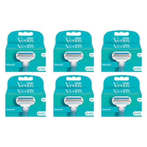 Gillette Venus Smooth Razor Refill Blades 4 Pack Bundle of 6