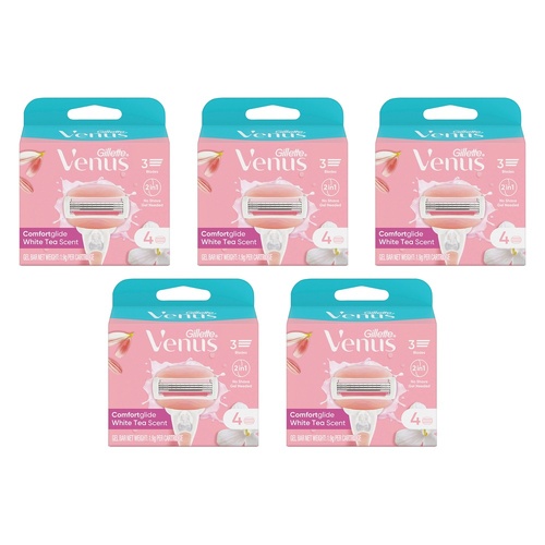 Gillette Venus Comfortglide White Tea Blade Refills 4 Pack Bundle of 5
