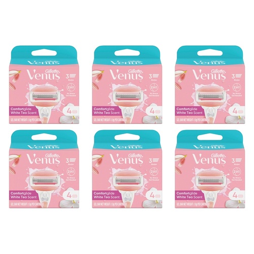 Gillette Venus Comfortglide White Tea Blade Refills 4 Pack Bundle of 6