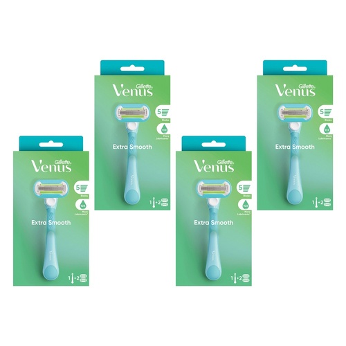 Gillette Venus Extra Smooth Razor Handle & 2 Refills 3 Piece Pack of 4