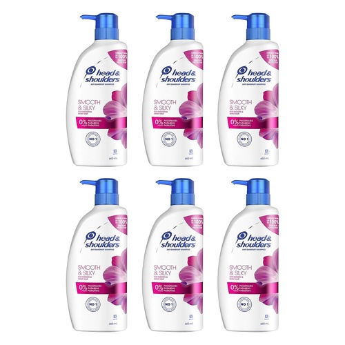 Head & Shoulders Smooth & Silky Anti-Dandruff Shampoo 660mL Pack of 6