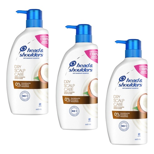 Head & Shoulders Dry Scalp Care Shampoo with Coconut Oil 660mL Pack of 3