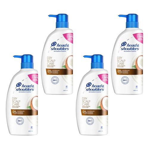 Head & Shoulders Dry Scalp Care Shampoo with Coconut Oil 660mL Pack of 4