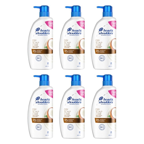 Head & Shoulders Dry Scalp Care Shampoo with Coconut Oil 660mL Pack of 6